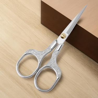 Imagem de Tesoura de aço inoxidável, lâminas afiadas, adequada para escritórios, tecidos de costura, materiais de artesanato (prata)