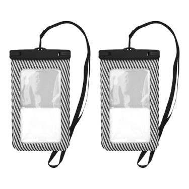 Imagem de 2 peças de bolsa à prova d'água para celular listrada completa preta capa universal à prova d'água compatível com telefone 14.0 cm x 23.0 cm contagem