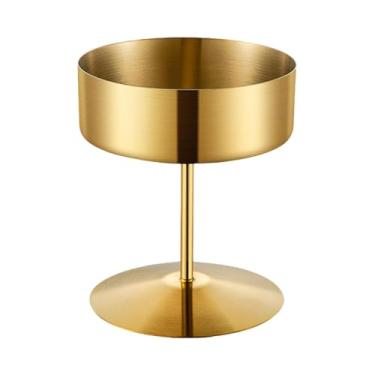 Imagem de ＫＬＫＣＭＳ Tigela de sobremesa de aço inoxidável fácil de limpar, copo de sorvete reutilizável para cozinha, casamento, festa de aniversário, KTV, Ouro, 400ml