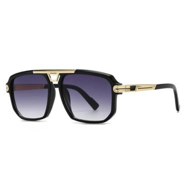 Imagem de JRLLFD Óculos de sol masculinos da moda, retrô, transparentes, degradê, uv400, feminino, punk (preto, cinza, degradê)