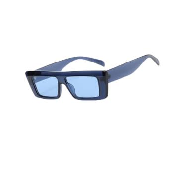 Imagem de Óculos de sol femininos modernos femininos grandes óculos de sol fashion top planos elegantes Sunnies Beach Vacation SY6089, Armação azul transparente | Lente matizada azul claro