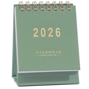 Imagem de Mini calendário de mesa 2025-2026 - Funciona de julho de 2025 a dezembro de 2026, calendário de mesa pequeno, 250 g/m², encadernação de fio duplo de papel grosso para escritório em casa, escola