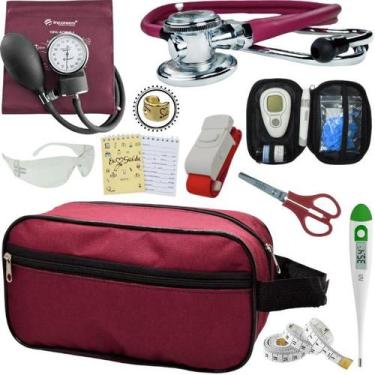 Imagem de Kit Enfermagem Aparelho de Pressão Estetoscópio Medidor Glicose Incote