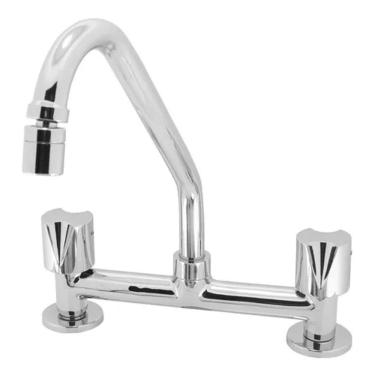 Imagem de Torneira Misturador Cozinha Mesa Articulável Cromado 1/4 De Volta