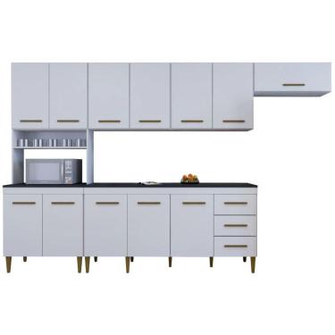 Imagem de Cozinha Completa Atenas 12 Portas 3 Gavetas Branco Kaiki Móveis