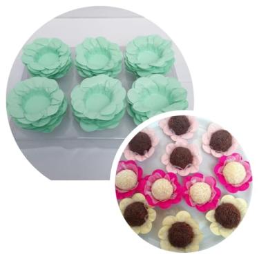 Imagem de Forminhas para doces finos Forminhas Flor para festas casamento aniversário (Verde aqua)