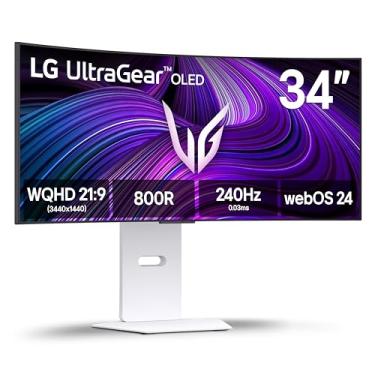Imagem de LG Monitor de jogos 34GX90SA-W 86.4 cm Ultragear WQHD (3440 x 1440) OLED curvo 240Hz, 1ms, compatível com NVIDIA G-Sync, AMD FreeSync Premium, VESA DisplayHDR True Black 400, webOS, USB Type-C, branco