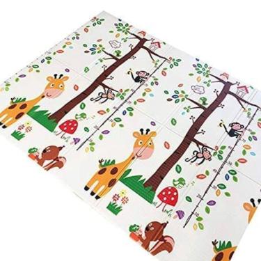 Imagem de Tapete Tatame Bebê Infantil Dupla Face Emborrachado Dobrável Impermeável Portátil 200x150cmx8mm - Girafa