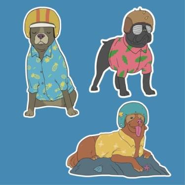 Imagem de Adesivos de Animais Fofos Estilo Kawaii para Decoração Infantil e Cadernos - Collection Summer Dogs 50x50cm