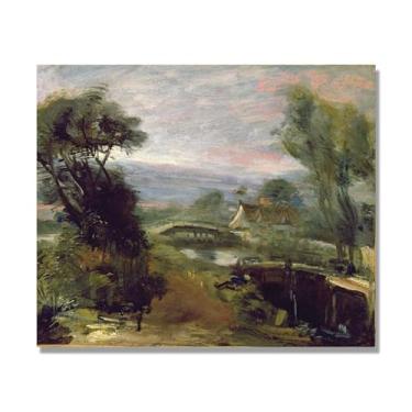 Imagem de NHLDZYH Arte de parede John Constable (Scenery Near the Mill), pôster de pinturas famosas, decoração de parede com impressão de imagem retrô romantismo. Apenas tela 60 x 72 cm - 23,6 x 28,3 pol