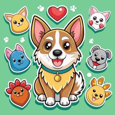 Imagem de Adesivos de Animais Fofos para Quarto Infantil Decorativos Kawaii Papel de Parede 50x50cm