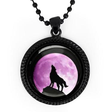 Imagem de Colar com pingente de lobo - Uivando para a lua, animal espiritual, joia feita à mão - 23-RN, Large, Metal, Sem Pedra Preciosa