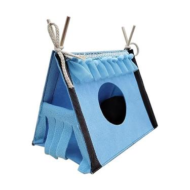 Imagem de Yctze Tenda Aconchegante para Pequenos Animais - Casa de Túnel para Hamster, Cobaia, Coelho e Rato Com Design de Feltro Macio para de Ninho Quente (Azul)