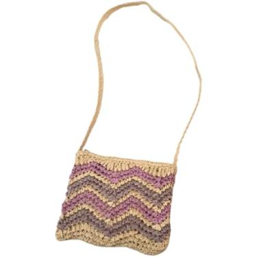 Imagem de Bolsa Feminina Artesanal Listrada Transversal – Estilo Casual, Alça Ajustável e Material Resistente | Compacta, Leve e Perfeita para Passeios, Viagens e Uso Diário (Lilás)