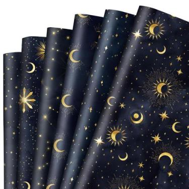 Imagem de Papel de embrulho Galaxy de 12 folhas Black Night Sky 50x70cm - Marca 