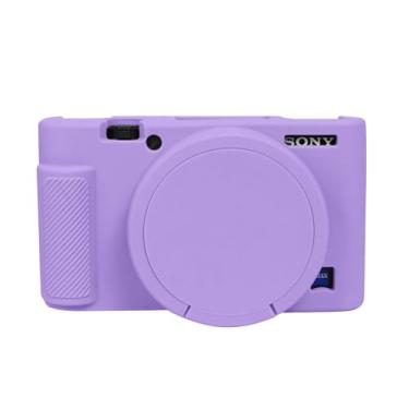 Imagem de Easy Hood Capa RX100, capa de silicone para câmera leve e macia com capa de lente removível para câmera DSLR Sony DSC-RX100 III / RX100 V / RX100 IV / RX100 VII DSLR (roxa)
