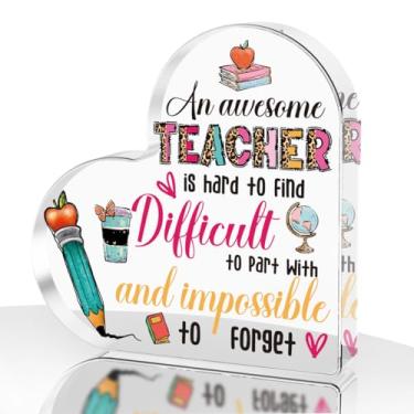 Imagem de Presentes de agradecimento do professor, presente de Natal para professores, presente de agradecimento para mulheres, decoração de escritório, mesa, placa acrílica, em formato de coração, placa