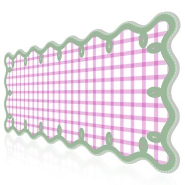 Imagem de ARTSO Tapete de mouse grande para mesa, teclado para jogos rosa e verde, tapete de mesa quadriculado estendido, tapetes de mouse de computador com bordas costuradas para escritório, casa, 89,9 cm x