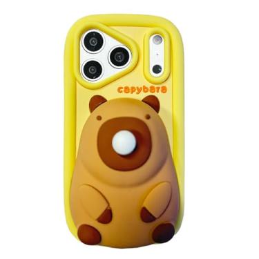 Imagem de QoKcoahn Capa para iPhone 17 Pro, lindas capas de telefone Kawaii, 3D, capivara, engraçadas, bolhas, capa de proteção contra quedas de gel de silicone macio para mulheres e meninas para iPhone 17 Pro