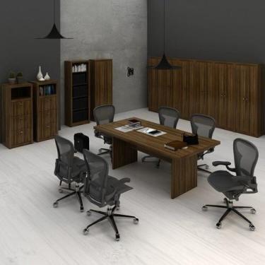 Imagem de Kit 11 Peças com Mesa para Reunião 6 Lugares 7 Armários 2 Gaveteiros e