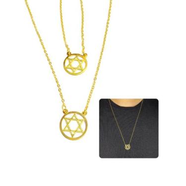 Imagem de Cordão Colar Escapulário 70Cm Dourado Pingente Redondo - Visujoias