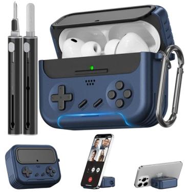 Imagem de Inesore Capa para Airpods Pro 3 com kit de limpeza, com trava para Airpod Pro 3 (2025), clássica, divertida, console de jogos, Hard Air Pods Pro 3, capa para homens e meninos (azul marinho)