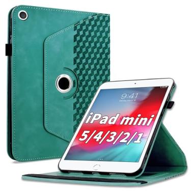 Imagem de Varohix Capa para iPad mini 5 2019, iPad mini 4 2015, rotação de 360 graus, capa protetora de couro PU com suporte para cartão e alça de ombro para iPad mini 5/4/3/2/1 mulher homem, azul