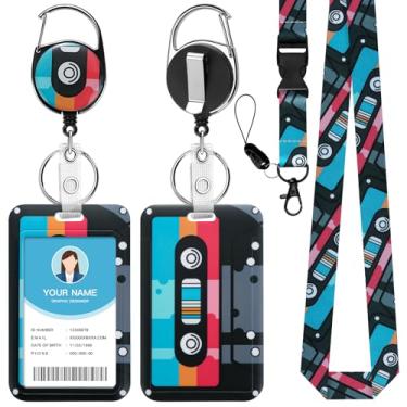 Imagem de Soleebee Porta-crachá de identificação com cordão, crachás de identificação de fita preta fofos e cordão destacável, chaveiro retrátil, carretel de crachá resistente para enfermeiras, estudantes