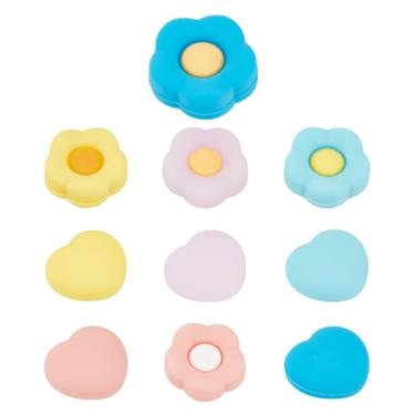 Imagem de 2 estilos 5 cores bonitas tampas de polegar para PS5 silicone polegares grips joystick bonés coração flor vara capa para controle PS4 PS5 Series X/S