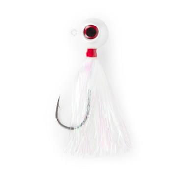 Imagem de 1 pacote UMT Pearl White Fluke Ball Bucktail Jig 113.4 g Mylar Teaser, Ultra Sharp 6/0 Mustad Hook, 3D Eye – for, Black Sea Bass, Stripers & Bluefish Wrecker Fluke Ball Jig 1