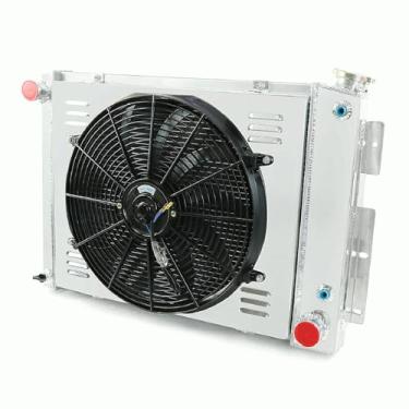 Imagem de Substituição de radiador de alumínio de 4 fileiras para radiadores Chevy Camaro/Pontiac Firebird AT MT 1967 1968 1969 com kit de cobertura de ventilador elétrico 67 68 69 radiadores