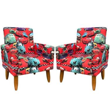 Imagem de Kit 2 Poltronas Decorativas Nina Infantil Suede Estampa Desenhos Pé Ca