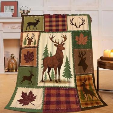 Imagem de Cobertor de veado de cabana supermacio, quente, fofo, flanela, caçador, animal, cobertor, aconchegante, felpudo, cobertores, presentes para mulheres, crianças, meninos, meninas, adultos, 127 x 101 cm