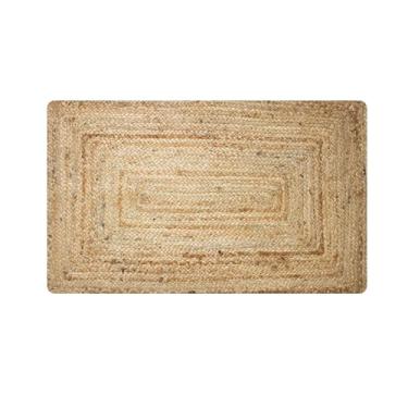 Imagem de Tapete de juta natural – Tapete de fazenda Boho feito à mão, ecológico e durável – Tapete rústico reversível para sala de estar, quarto ou entrada – Tapete de juta de tecido