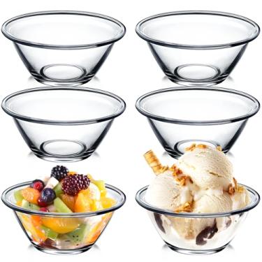 Imagem de NUTRIUPS Tigelas de sobremesa de vidro transparente de 12,7 cm, tigela pequena para lanche, trapézio, fácil de manusear, vidro temperado, seguro para micro-ondas e forno (12 polegadas, 368 g)