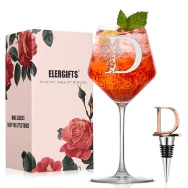 Imagem de Presentes personalizados para mulheres, monograma, taça de vinho A-Z, presente personalizado com rolha de vinho, presentes exclusivos de aniversário de Natal para mulheres, mãe, amiga, irmã, esposa