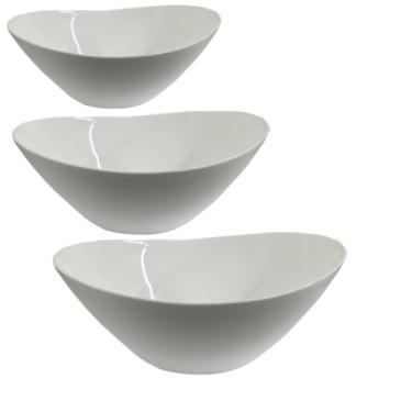 Imagem de Conjunto Jogo de tigelas 3 peças Travessas Oval em Vidro Temperado opaline kit tigela Branca