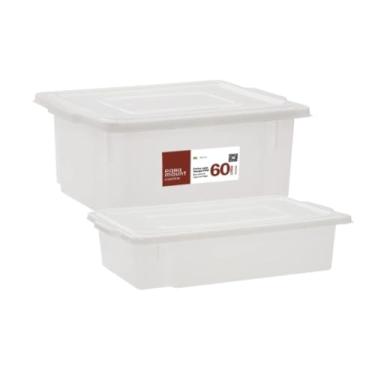 Imagem de Kit 2 Caixa Alimentícia Com Tampa Multiuso Frigorífica 30l + 60l