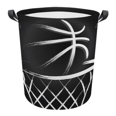 Imagem de Huryilo Cesta de roupa suja de basquete para decoração de quarto de basquete para meninos organizador de armazenamento de roupas sujas para crianças