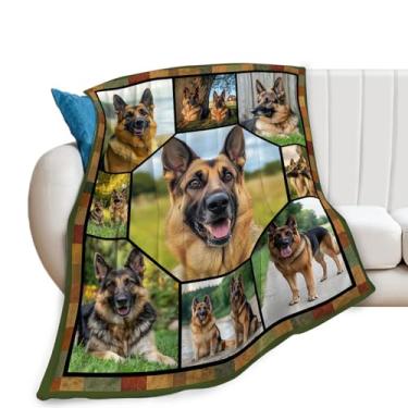 Imagem de Cobertor de pastor alemão, cobertor para cães, presentes de pastor alemão, pelúcia de flanela de lã para mulheres, homens, meninos, meninas, adultos, roupa de cama macia para sofá-cama, escritório