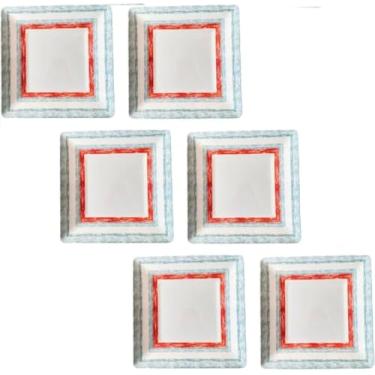 Imagem de 6 Pratos Quadrado Raso em Melamina 25cm Jogo Jantar, Transparente, Design Moderno, Resistente, Uso em Micro-ondas e Lava-Louças, para Sopas e Refeições Completas