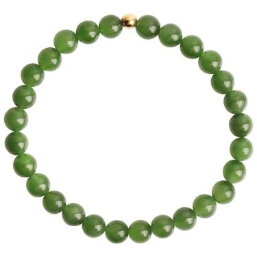 Imagem de Pulseira de miçangas de jade de nefrite natural de 6 mm para mulheres