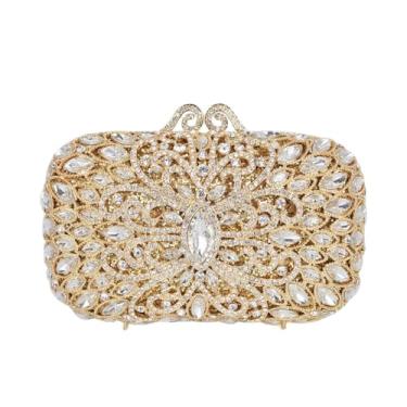 Imagem de TYQVRVZ Bolsas femininas de luxo borboleta cristal noite clutch strass bolsas de mão brilhantes para coquetel festa formatura, estanho