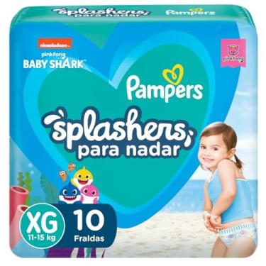 Imagem de Fraldas Descartáveis Para Água Pampers Splashers Baby Shark G-XG 10 fraldas