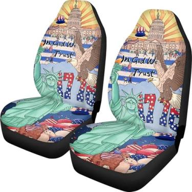 Imagem de Capas de assento de carro fofas 2 peças, capas de assento de carro dianteiras independência elegante ajuste universal para a maioria das mulheres SUV Sedans Caminhão