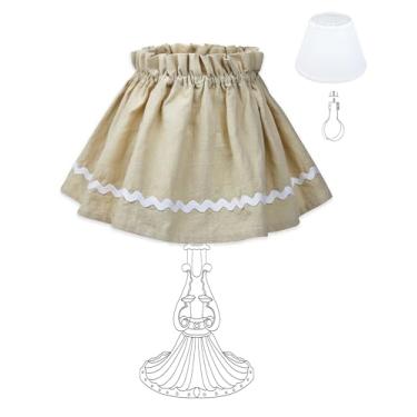 Imagem de Lauusiusi Conjunto de abajur boho, saia e sombra de base com conjunto de clipe de lâmpada, capa de luz lavável à prova de poeira, fácil de instalar para mesa, mesa, candeeiros de chão, country