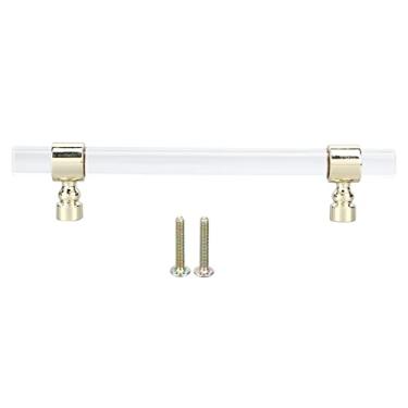 Imagem de Puxador acrílico de cristal munefe, botão de armário de cozinha de cristal transparente, puxador de gaveta de prata transparente acrílico para armários gavetas cômodas (B01277S furo 96 ouro)