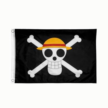 Imagem de Chapéu de palha anime bandeira pirata, 89 x 139 cm - para decoração de parede, cosplay, festas temáticas, presentes de Natal e aniversário
