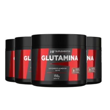 Imagem de 4x glutamina 150g hf suplementos