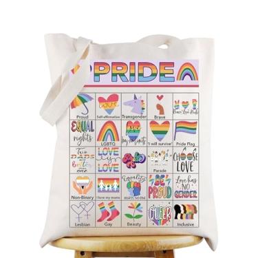 Imagem de WZMPA Sacola LGBTQ Pride Bingo Game Tote Bag LGBTQ Rainbow Party Favor Lésbica Gay Orgulho Presentes LGBTQ Reutilizável Bolsa de Compras, Pride Bingo Tg, One Size